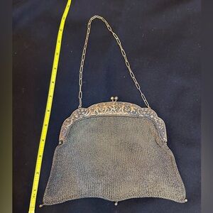 Elegant Gold and Silver Mesh Evening Bag